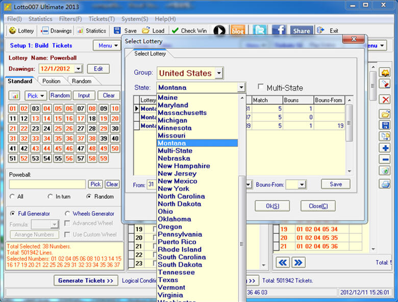 Lotto007 Ultimate 2015 software screenshot