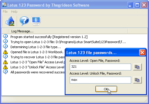 Lotus 1-2-3 Password (TSL1P) 1.4a software screenshot