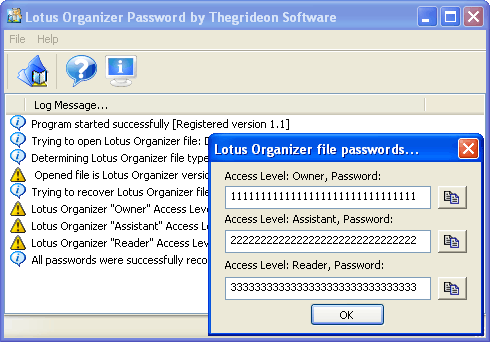 Lotus Organizer Password 1.3 software screenshot