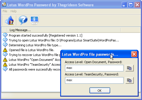 Lotus Word Pro Password 2015-06-01 software screenshot