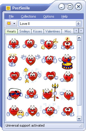 Love II Smiley Collection for PostSmile 5.6 software screenshot