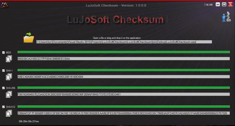 LuJoSoft Checksum 1.0.0.0 software screenshot