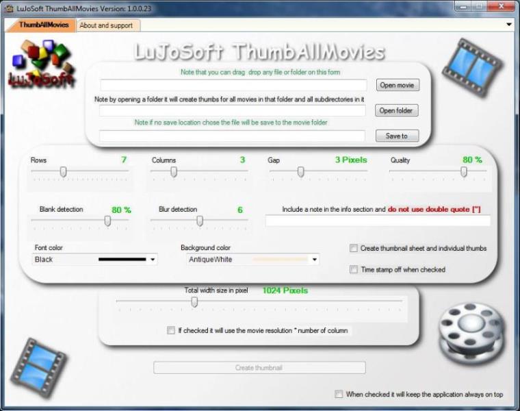 LuJoSoft ThumbAllMovies 1.0.1.2 software screenshot