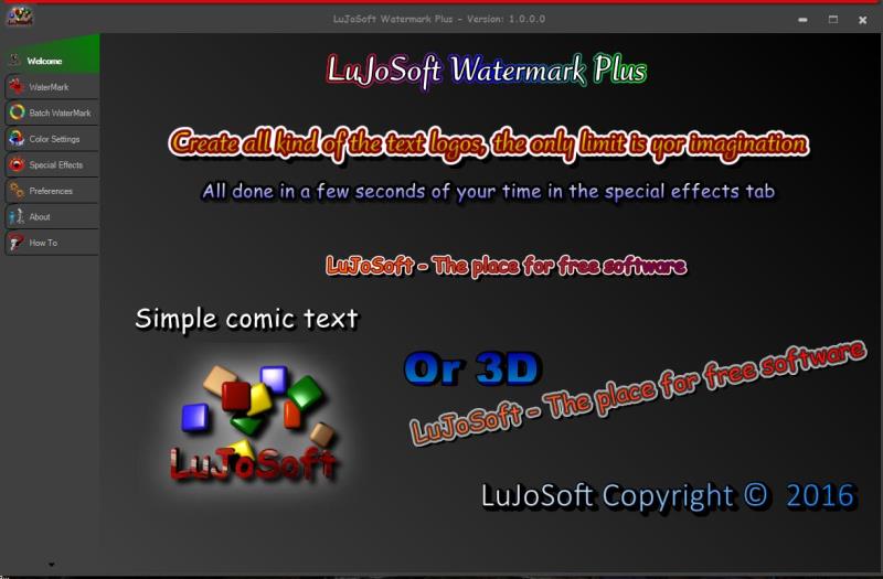 LuJoSoft Watermark Plus 1.0.0.9 software screenshot