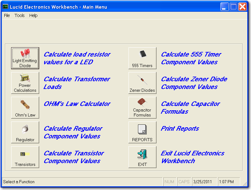 Lucid Electronics Workbench 1.03.0000 software screenshot