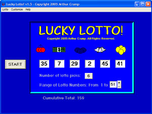 Lucky Lotto 2.0 software screenshot
