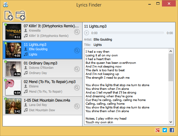 Lyrics Finder 1.4 software screenshot