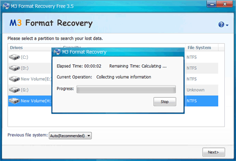 M3 Format Recovery 3.5 software screenshot