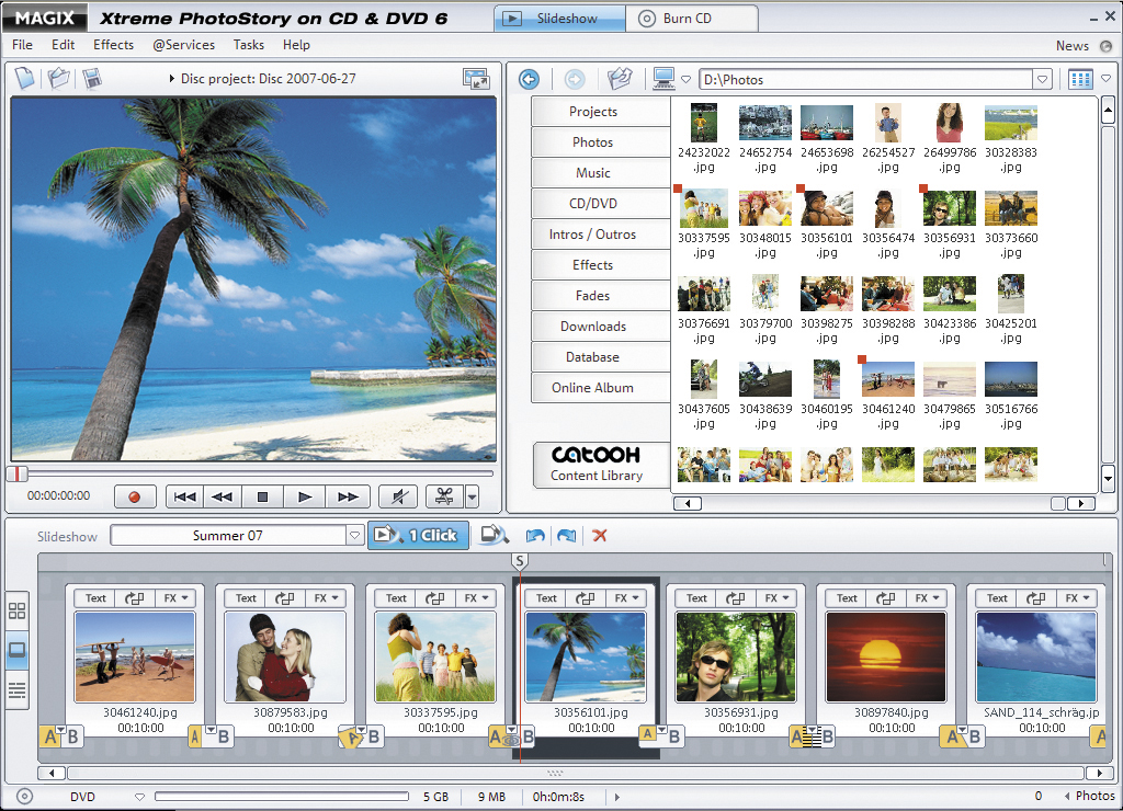 MAGIX Xtreme PhotoStory on CD & DVD 6 software screenshot