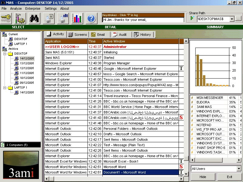 MAS 5.3 software screenshot