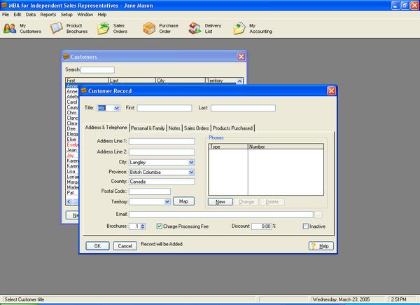 MBA Software for Avon Reps 2.10e software screenshot