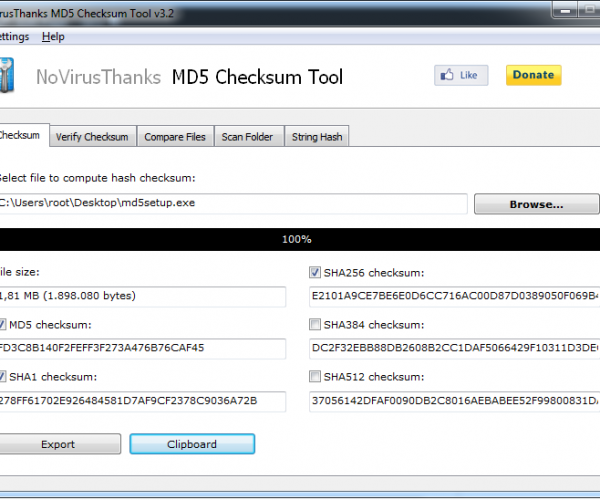 NoVirusThanks MD5 Checksum Tool Portable 4.1.0.0 software screenshot