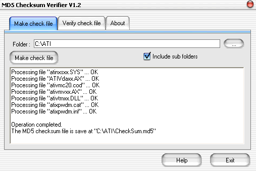 MD5 Checksum Verifier 5.6 software screenshot
