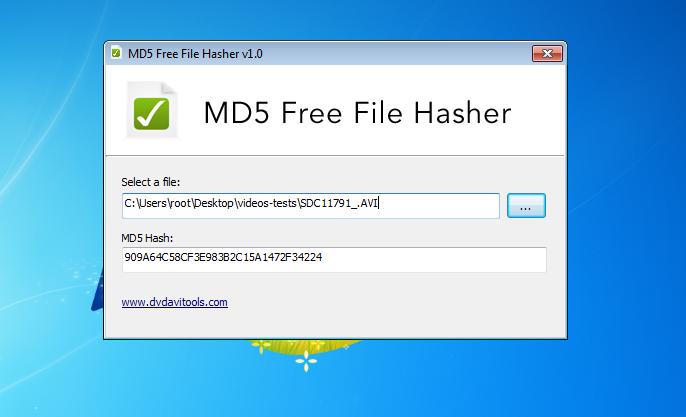 MD5 Free File Hasher 1.2.0.0 software screenshot