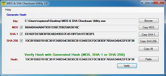 MD5  2.0 software screenshot