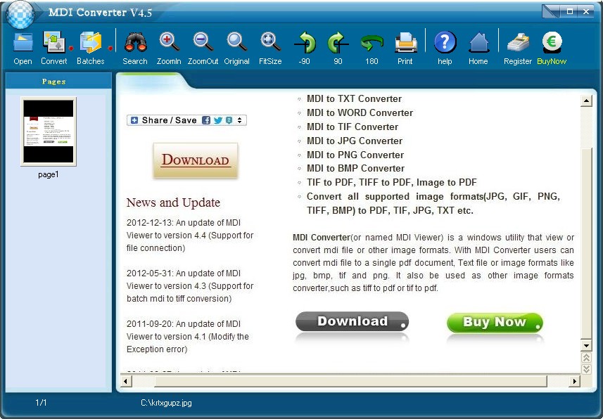 MDI Converter 4.6 software screenshot