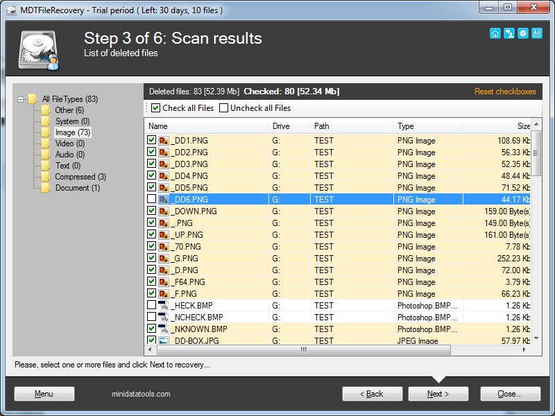 MDT FileRecovery 1.4.0 software screenshot