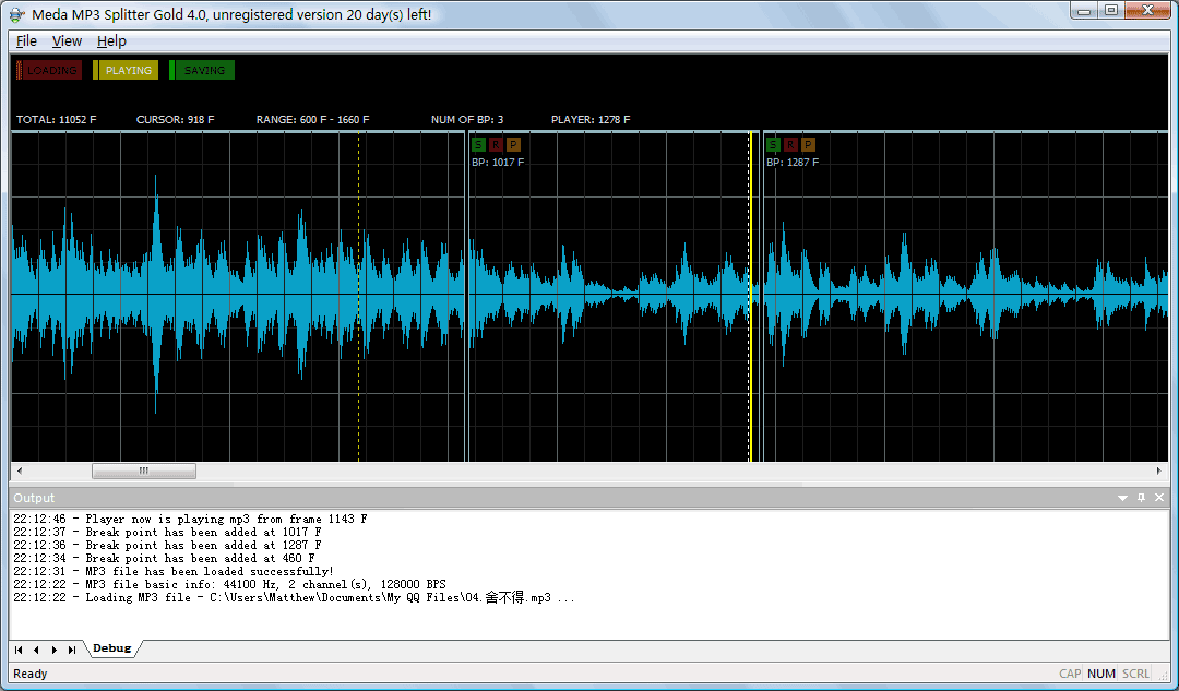 MEDA MP3 Splitter Gold 4.1 software screenshot