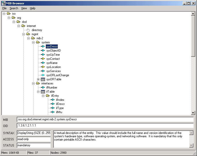 MIB Browser 1.70 software screenshot
