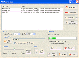 MIDI Workplace 2.3 software screenshot