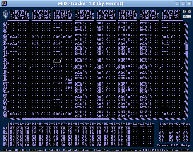 MIDI-tracker Hermit Software 1.0 software screenshot