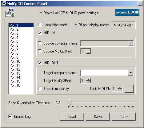 MIDIoverLAN CP 3.3.920 software screenshot