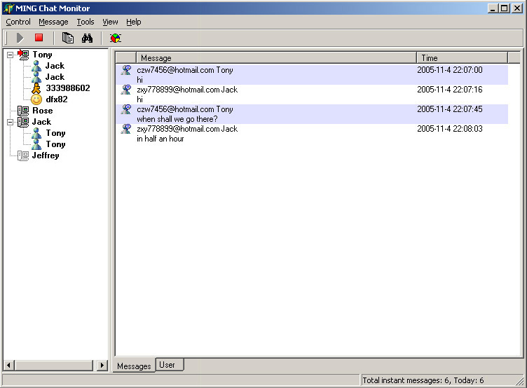 MING Chat Monitor Home 1.5 software screenshot