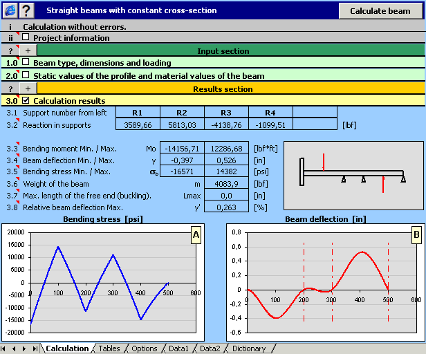 MITCalc - Beam Calculation 1.16 software screenshot