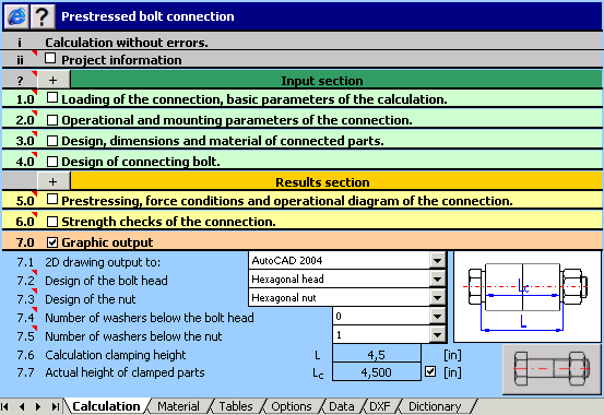 MITCalc - Bolted connection 1.21 software screenshot