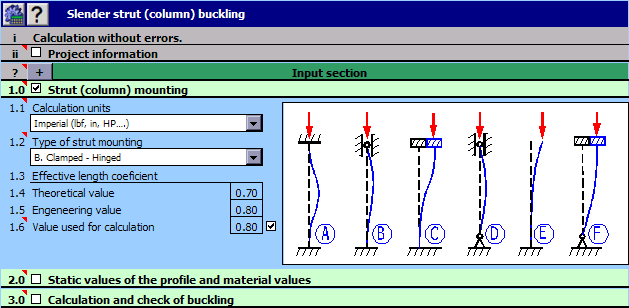 MITCalc - Buckling Calculation 1.16 software screenshot