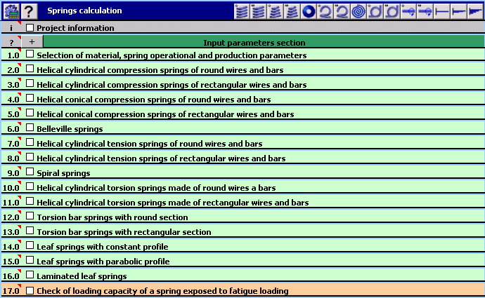 MITCalc - Springs - 15 types 1.14 software screenshot