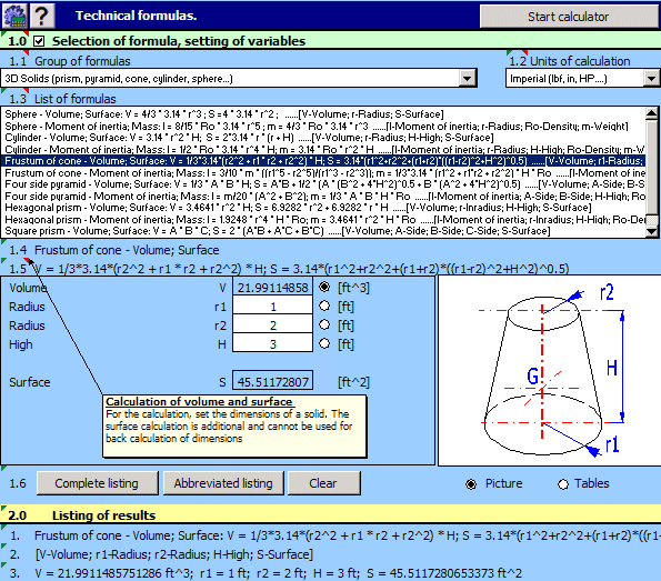 MITCalc - Technical Formulas 1.18 software screenshot