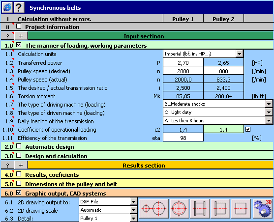 MITCalc - Timing Belts Calculation 1.19 software screenshot