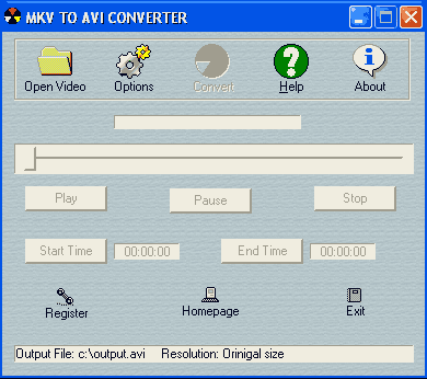 MKV to AVI Converter 3.2.1.6 software screenshot