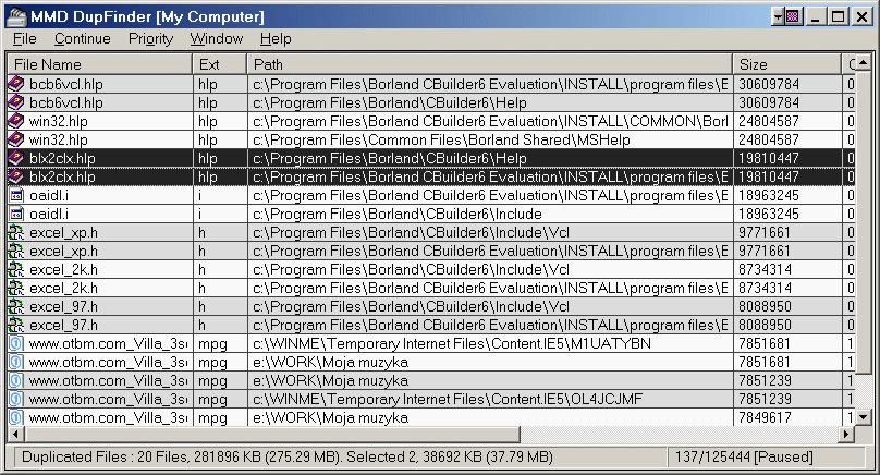 MMD DupFinder 1.8 software screenshot