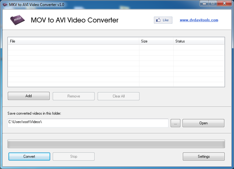 MOV to AVI Video Converter 1.1 software screenshot