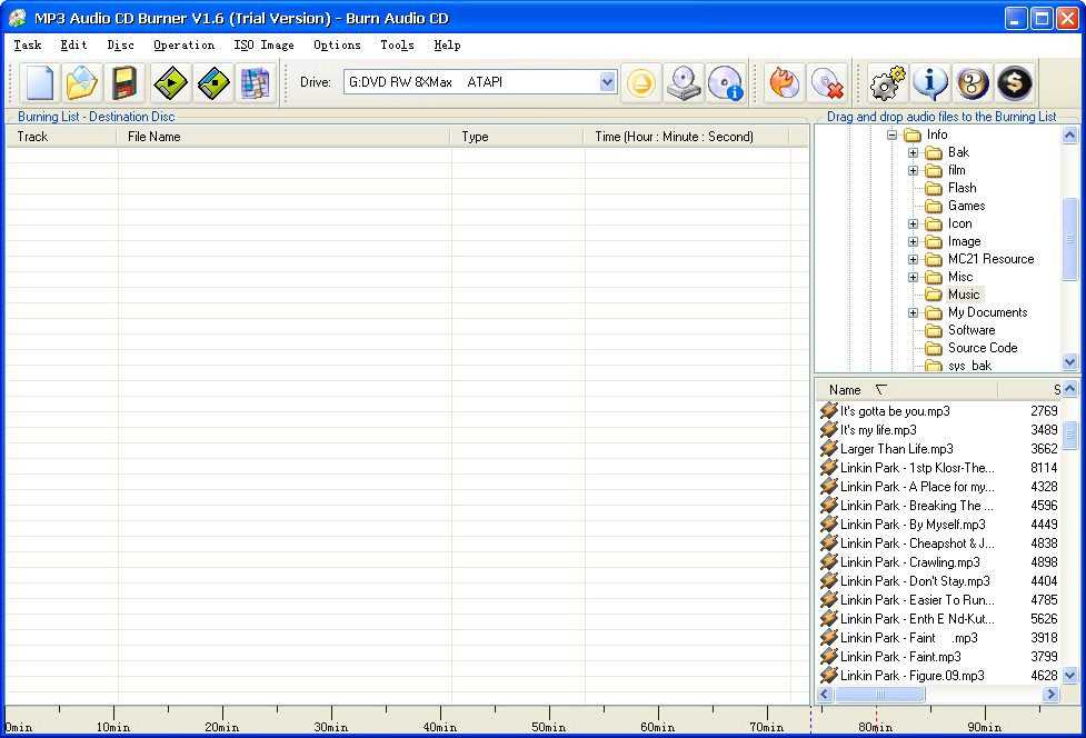 MP3 Audio CD Burner 3.3.6 software screenshot