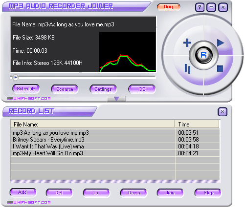 MP3 Audio Recorder Joiner 2.00.07 software screenshot