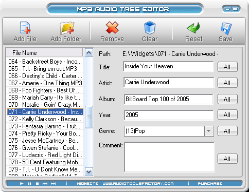 MP3 Audio Tags Editor 2.00.1 software screenshot
