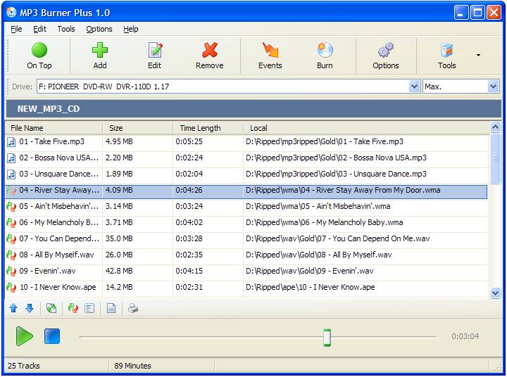 MP3 Burner Plus 2.0 software screenshot