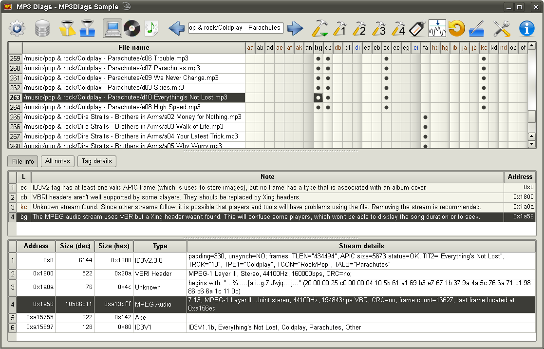 MP3 Diags 1.2.03 software screenshot