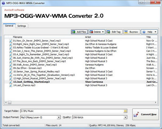 MP3-OGG-WAV-WMA Converter 2.5 software screenshot