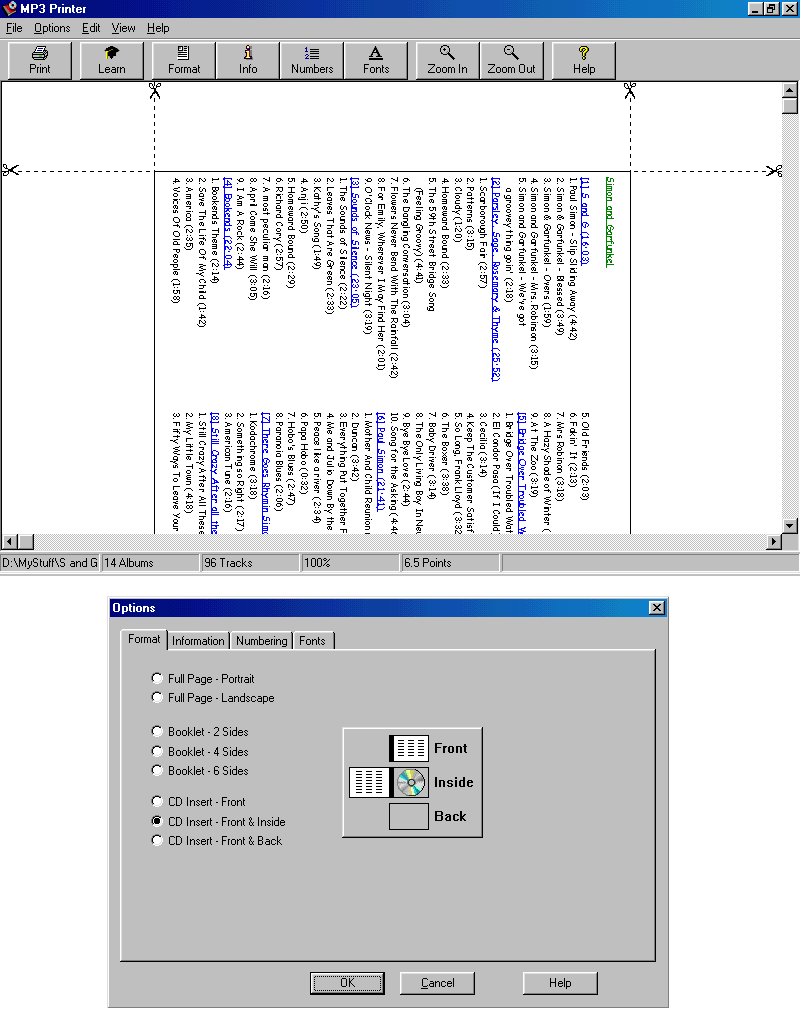 MP3 Printer 1.08 software screenshot