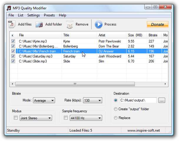 MP3 Quality Modifier 2.53 software screenshot