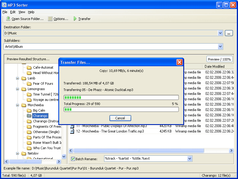 MP3 Sorter 1.2.0.68 software screenshot