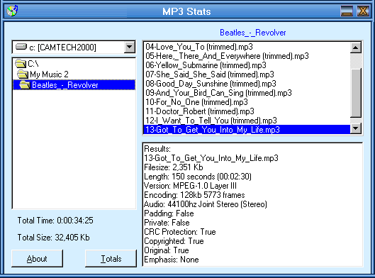 MP3 Stats 1.0 software screenshot