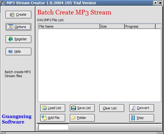 MP3 Stream Creator 2.0.2011.1111 software screenshot