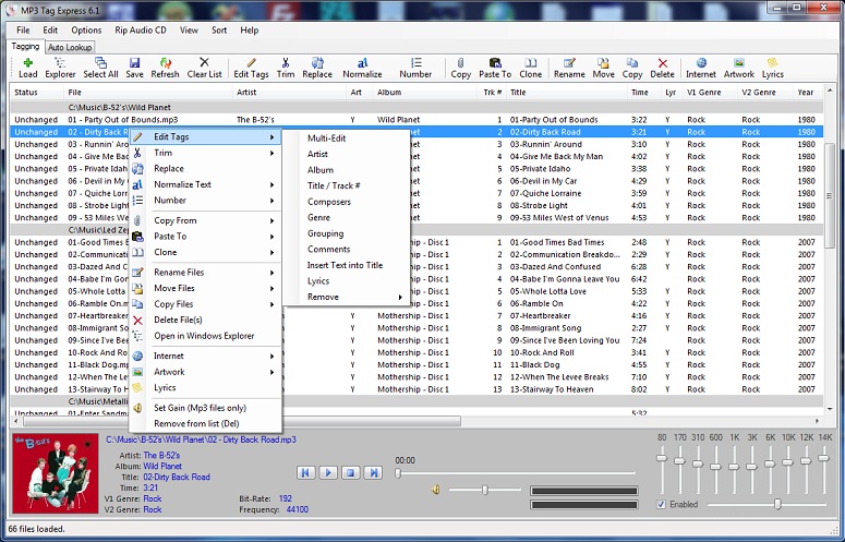 MP3 Tag Express 6.9.3 software screenshot
