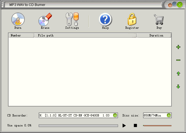 MP3 WAV to CD Burner 1.4.14 software screenshot