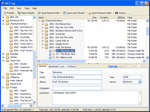 MP3-tag 2.5 software screenshot